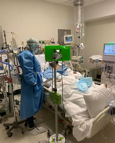Churchill cares for a COVID-19 patient 