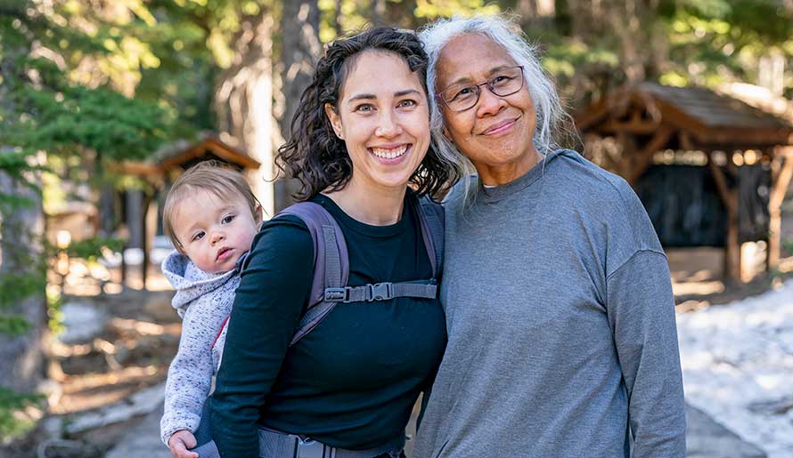 Family hiking in the park