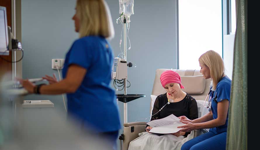 Woman getting chemo for meningioma