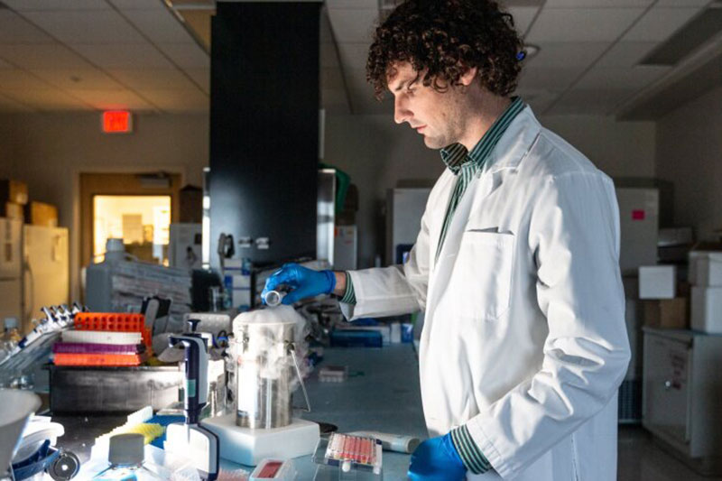 Dr. MacLean Hall in the lab