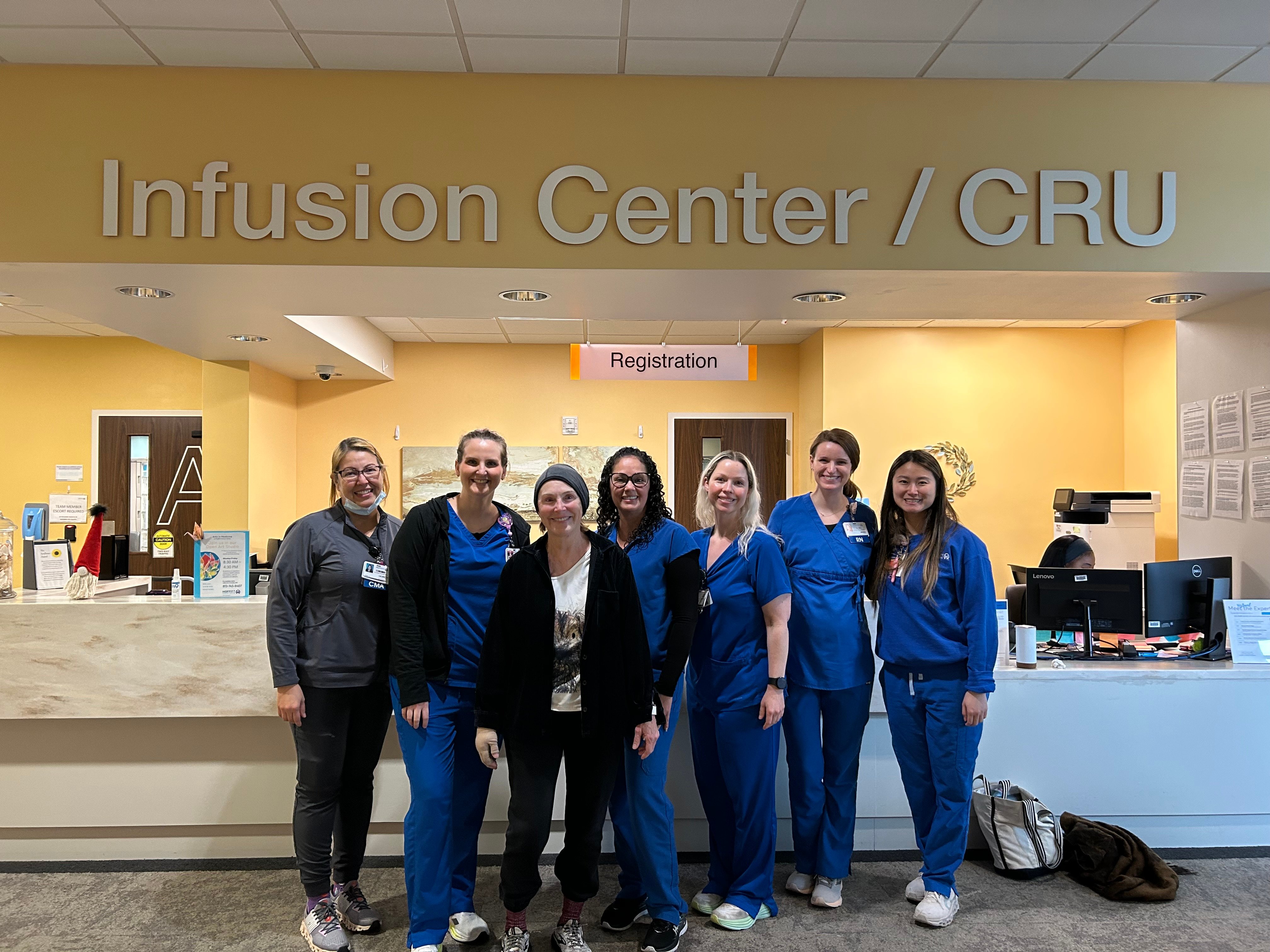 Tracy Hollis bonded with her care team during her treatment at Moffitt for a clincial trial. Her involvement helped lead to the FDA approval of a new therapy for metastatic breast cancer.