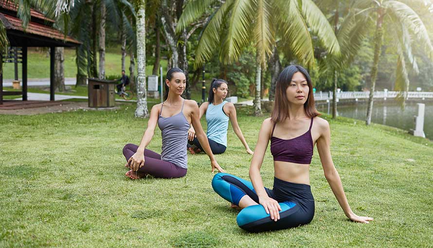 Woman at a yoga class in Florida