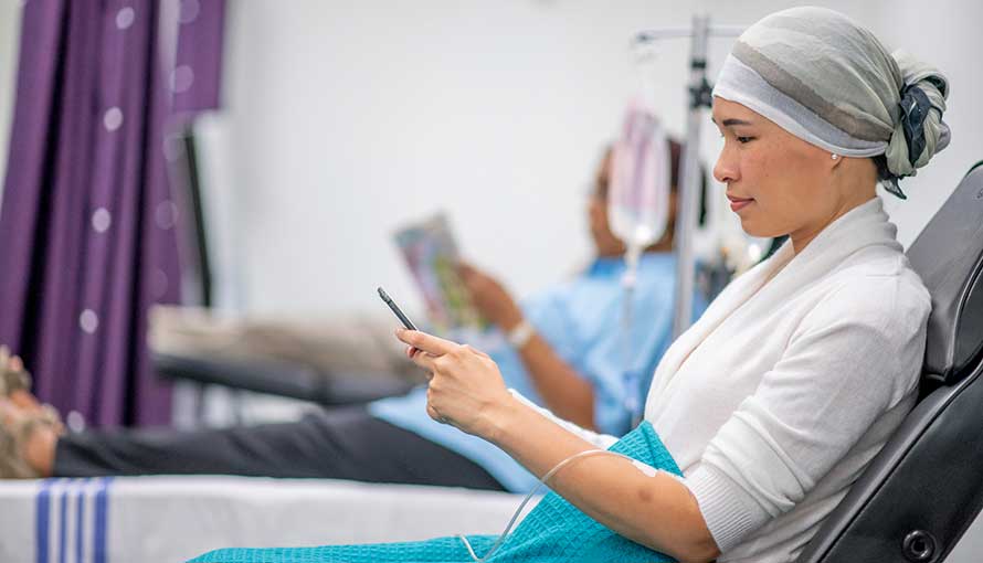 a cancer patient in oncology unit
