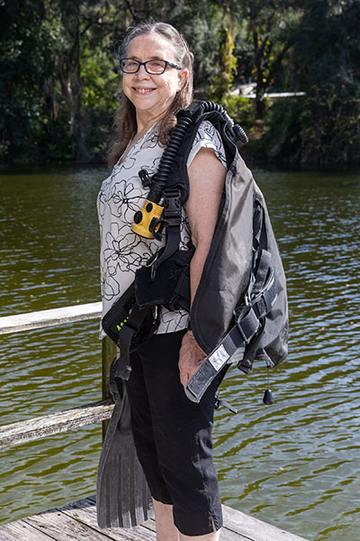 Now that her cancer is in remission, Barker has returned to scuba diving.