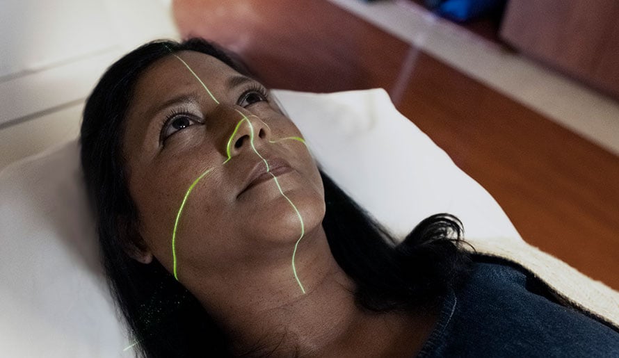 woman in the radiation machine