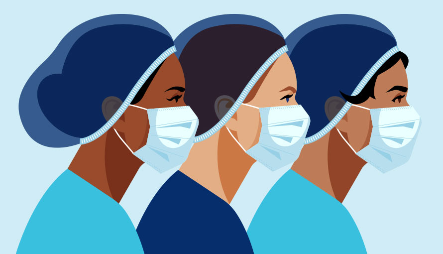 Illustration of women health care workers