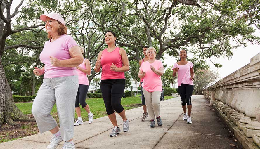 Breast cancer survivors exercising together