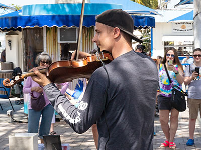 Caleb returned to the sponge docks for the first time since his transplant and performed in front of hundreds.