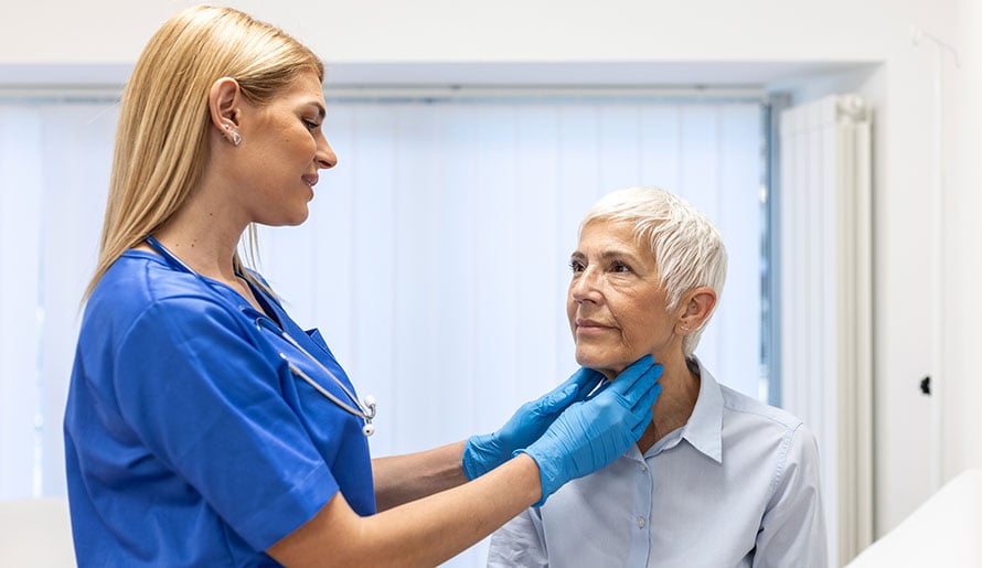 patient getting an exam for mucosal melanoma