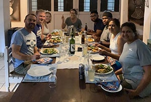 The 'MBC sisters' and their families shared a traditional Zambian dinner on their first night in Africa.