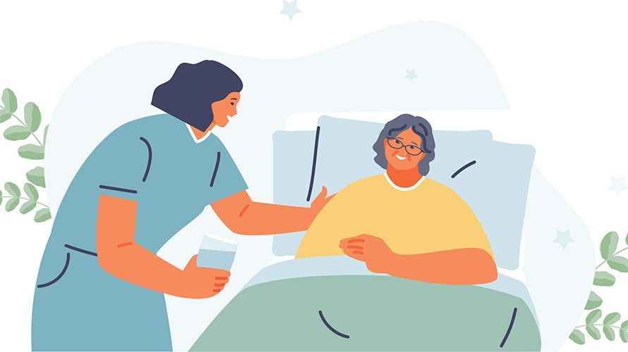 family visiting patient in hospital bed