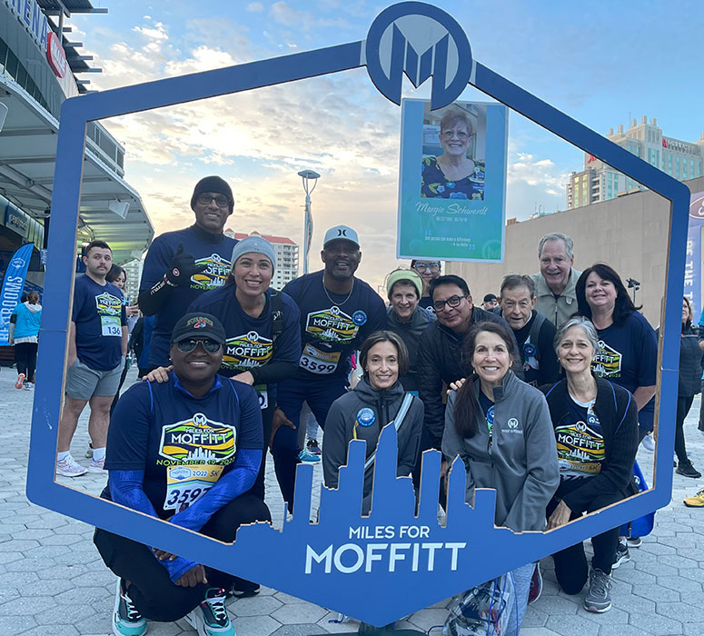 The Heart & Sole team honored Moffitt team member Margie Schwerdt at the 2022 Miles for Moffitt.