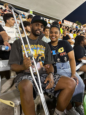 Jorge Lara and his girlfriend celebrate a Rowdies win.