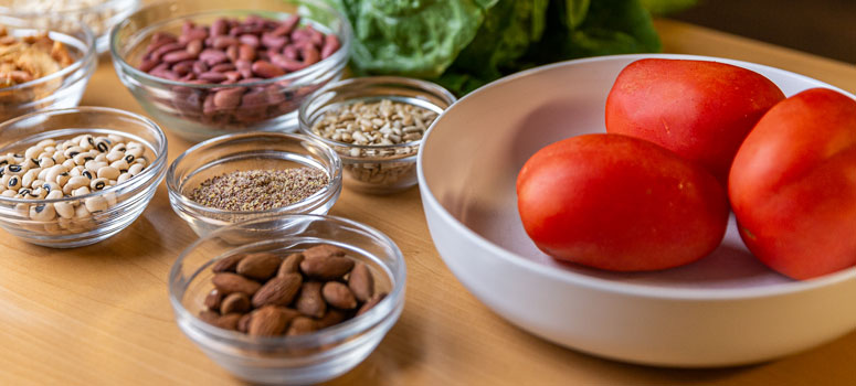 The Mediterranean diet is high in whole grains, fruits, vegetables, fish, nuts and healthy oils.