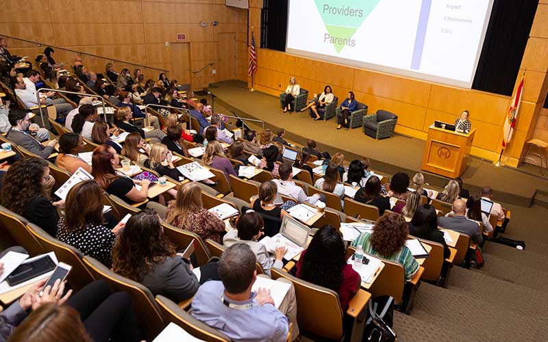 the Vincent Stabile Research Building (SRB) auditorium at Moffitt