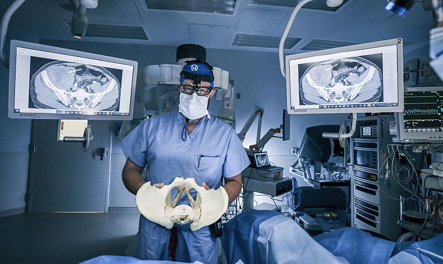 Dr. Mullinax shows pelvic bone affected with osteosarcoma