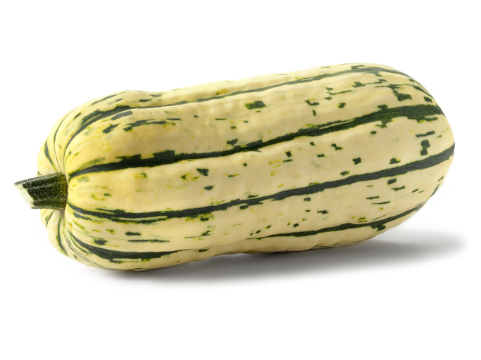 Delicata squash on white background.