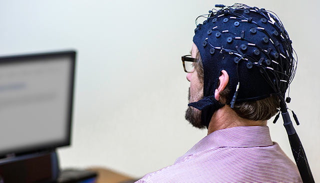 Man with head gear smoking cessation