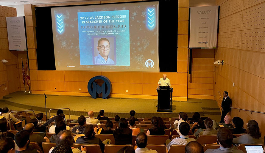 Dr. Cleveland introduces researcher of the year