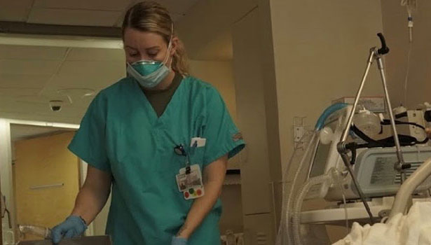 Alexandra Houston in patient's room