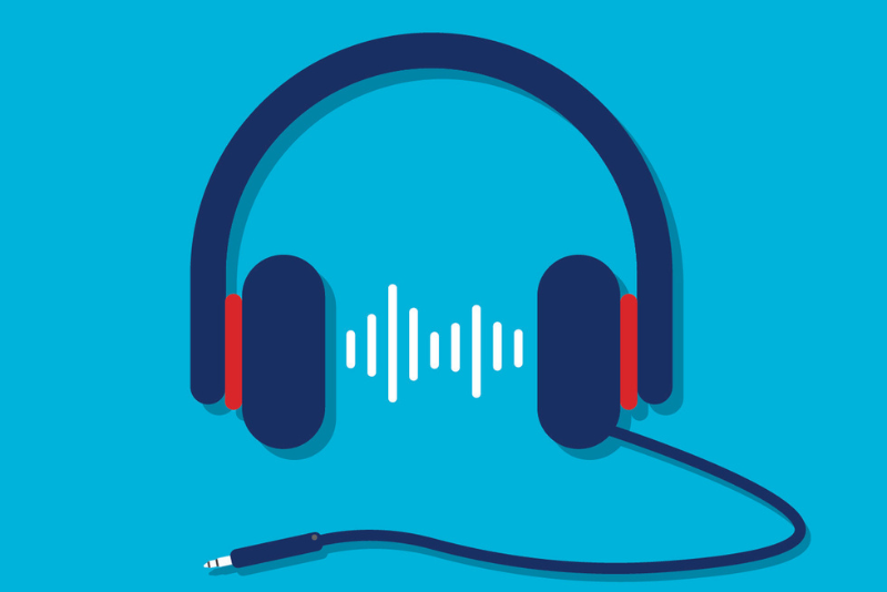 Earbuds with podcast audio