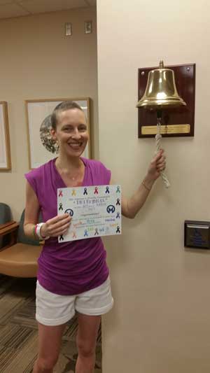 Tara ringing the bell on last day of radiation