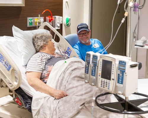 Michelle Shannon, with her husband Russell by her side, prepares for her TIL infusion that has been months in the making.