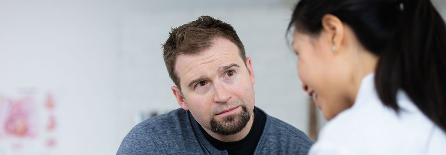 Male speaking with doctor about a prostate cancer diagnosis