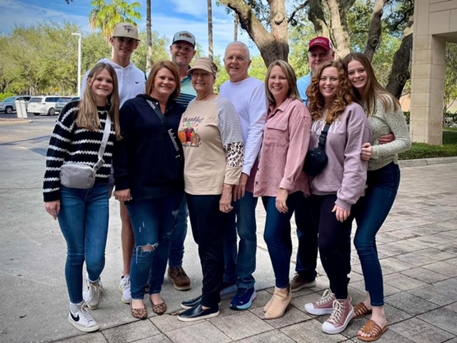 The Grays and their family outside of the hope lodge, Thanksgiving 2023