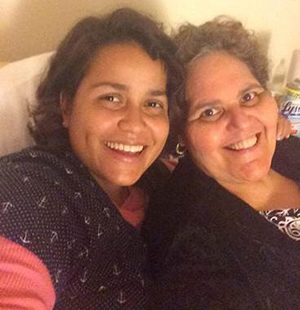 When Gina Lemus, left, was treated for ovarian cancer at Moffitt, she became fast friends with “Mama Bear” Jeannette Palencia.
