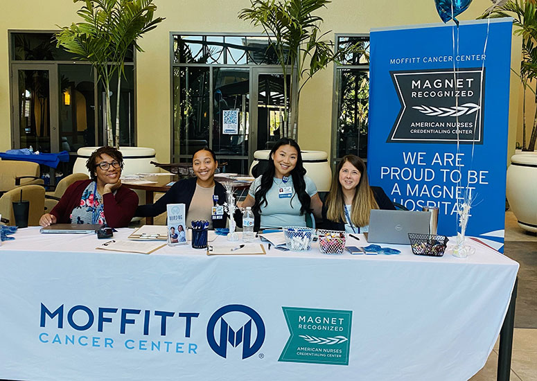 Moffitt team members attend a nurse recruiting event at Keiser University.
