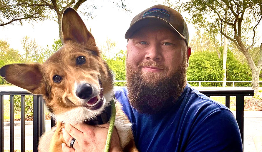 Brett Davison and his dog