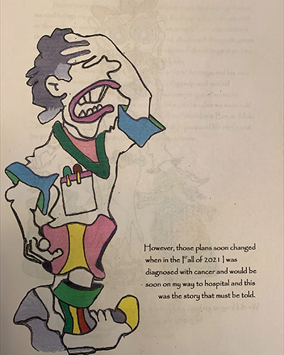 The beginning of Ogden's book details his feelings after being diagnosed with bladder cancer.