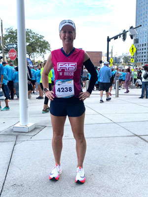 Gill Gordon celebrates the end of radiation treatment at Miles for Moffitt.