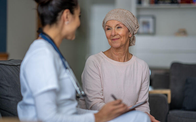 Patient reviewing brain cancer clinical trials