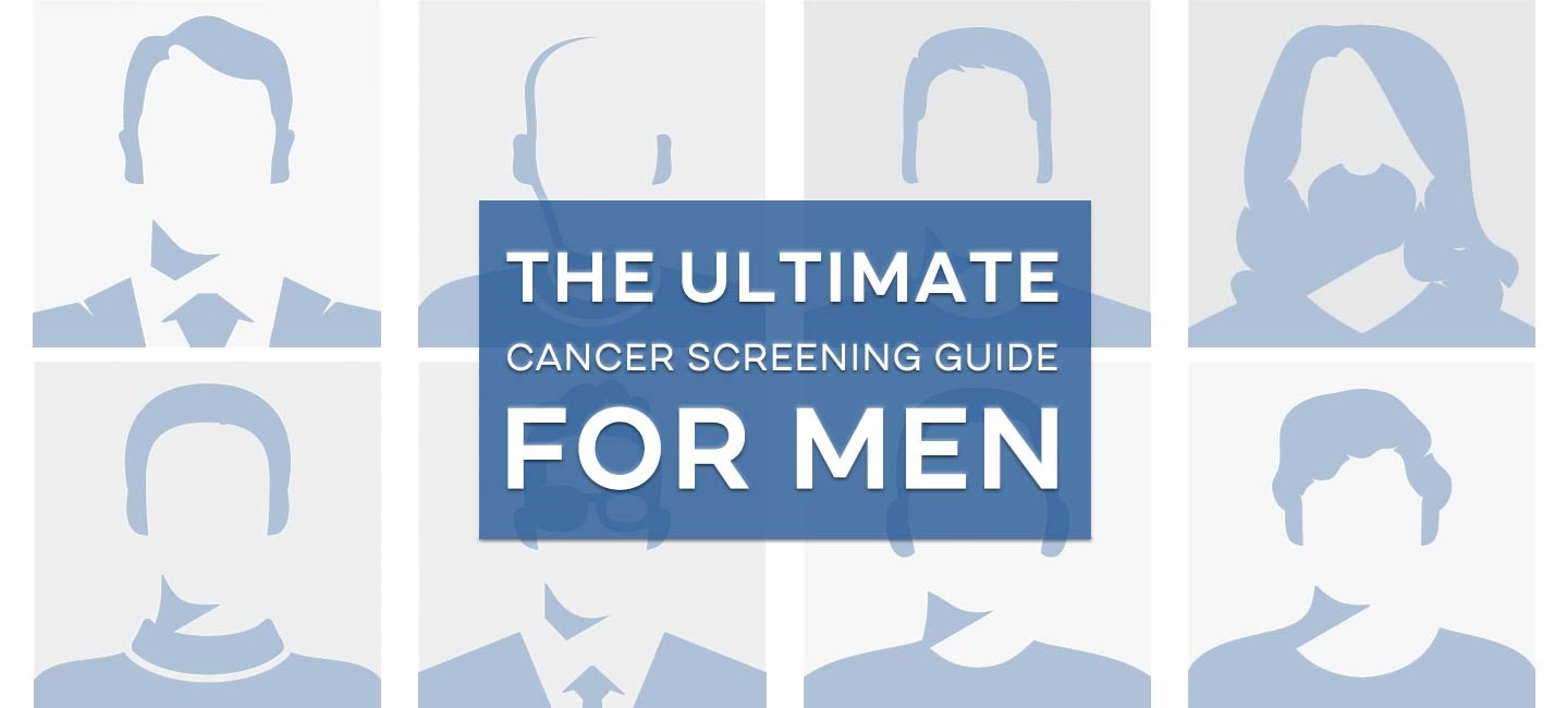 male silhouettes with text 'ultimate cancer screening guide for men' 