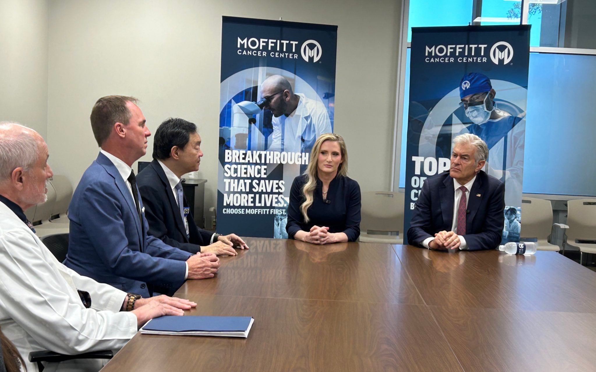 The visit included a round table discussion with Moffitt experts about opportunities to advance cancer research and care.