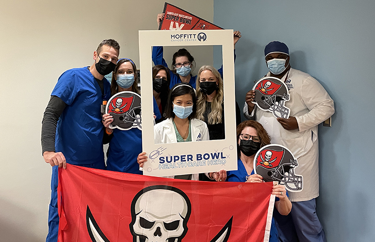 Dr. Brandon Blue, far right, with colleagues in the Hematology department.