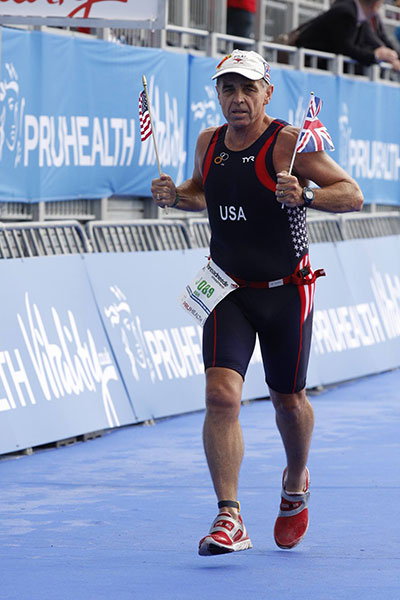 Morris competes at the World Triathlon in London in 2013.