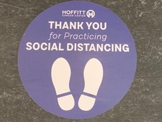 Social distancing floor sticker from Moffitt Cancer Center