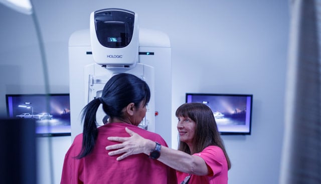 a patient getting a mammography at Moffitt