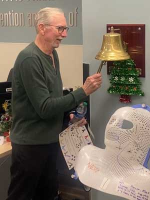 Mark Pierce celebrates the end of his treatment for squamous cell carcinoma.