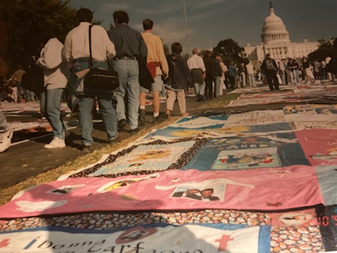 Photo of the AIDS Memorial Quilt on display at the National Mall in Washington, D.C.