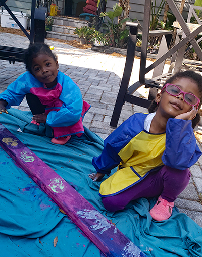 Granger's twin daughters helped to decorate a stud that was used in the construction of their family's home.