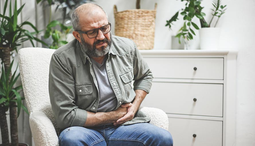 a man with abdominal pain