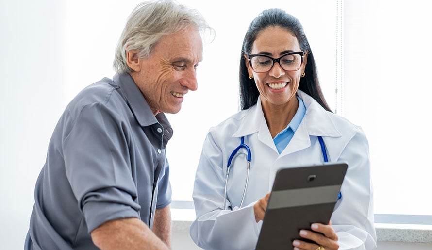 Doctor with chondrosarcoma patient