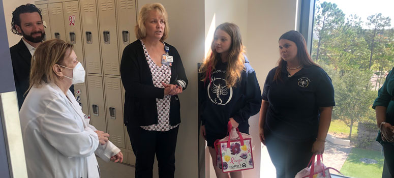 Student Council Members of Brandon Academy tour Moffitt's breast clinic.