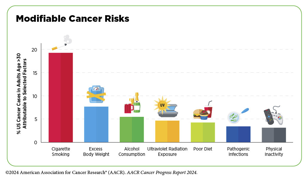 bar chart showing modifiable cancer risk factors