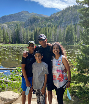 Singh with his son Samir, daughter Sophia and wife Aparna.