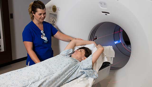 Patient undergoing a PET scan